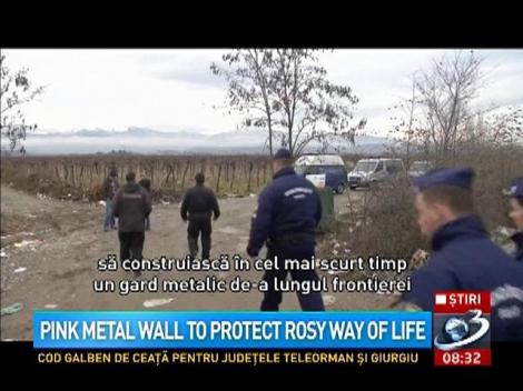 Pink metal wall to protect rosy way of life