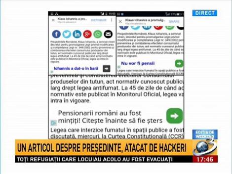 Un articol despre preşedinte, atacat de hackeri