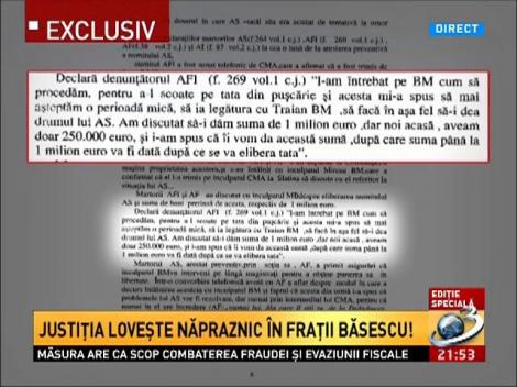 Ediție specială. Motivare Mircea Băsescu. Bani din milionul de euro șpagă au ajuns la București