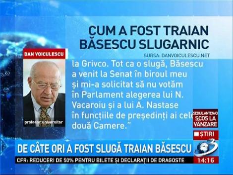 De câte ori a fost slugă Traian Băsescu