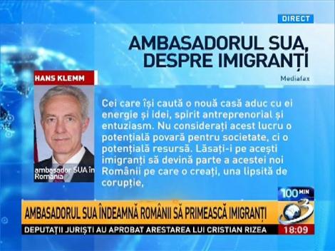 Ambasadorul SUA îndeamnă românii să primească imigranţi