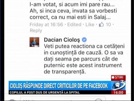 Cioloş răspunde direct criticilor de pe Facebook