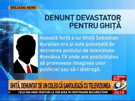 Ghiţă, denunţat de un coleg că şantajează cu televiziunea