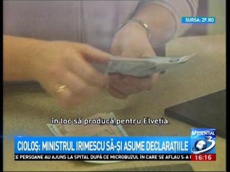 Cioloş: Ministrul Irimescu să-şi asume declaraţiile