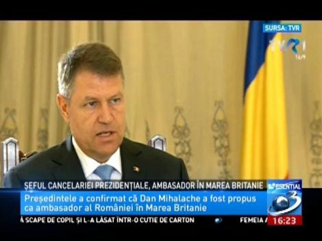 Şeful cancelariei prezidenţiale, ambasador &icirc;n Marea Britanie