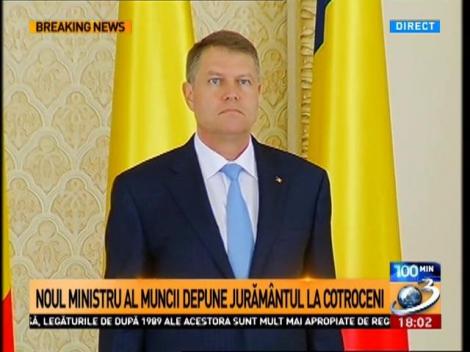 Noul ministru al Muncii a depus jurm&acirc;ntul la Cotroceni. Ce anunț important a făcut Klaus Iohannis