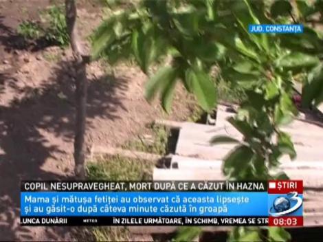 Copil nesupravegheat, mort după ce a căzut &icirc;n hazna
