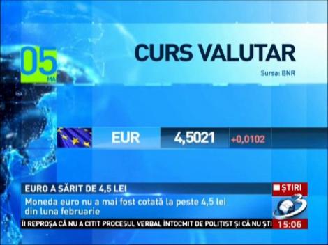 Euro a sărit de 4,5 lei