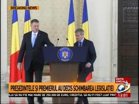 Președintele și premierul au decis schimbarea legislației