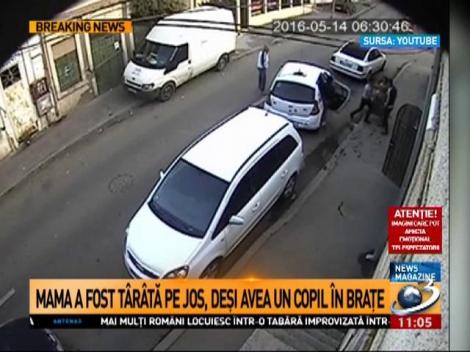 Imagini șocante: Mamă snopită &icirc;n bătaie pe stradă, deși avea un copil &icirc;n brațe