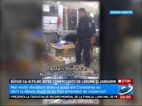 Bătaie ca-n filme între comercianții de legume și jandarmi