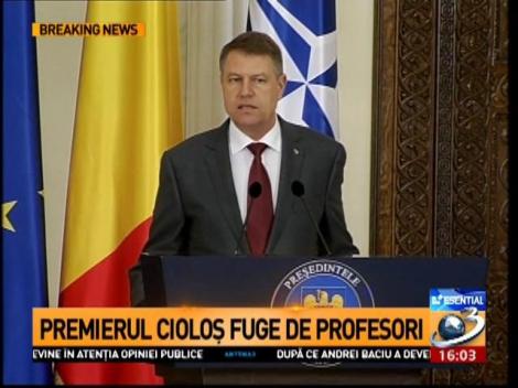 Iohannis pl&acirc;nge de mila guvernului Cioloş