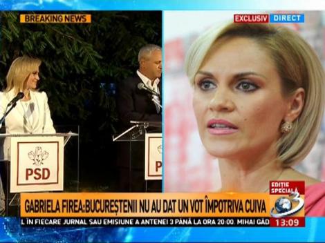 Gabriela Firea: Bucureștenii au votat de această dată pozitiv și nu împotriva cuiva sau a ceva