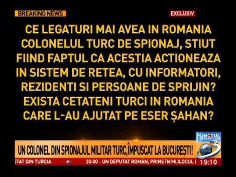 Un colonel din spionajul militar turc, &icirc;mpuşcat la Bucureşti