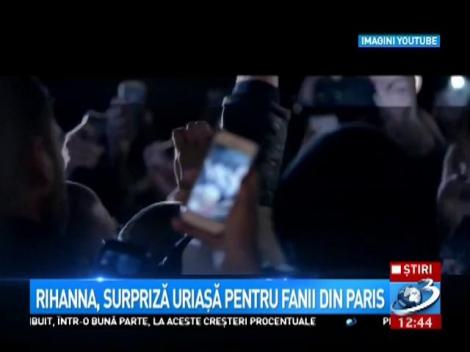 Rihanna și-a șocat fanii de la Paris! Vedeta s-a aruncat la propriu &icirc;n brațele lor
