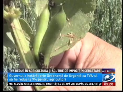 TVA redus în agricultură și scutire de impozit în cercetare