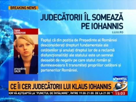 Judecătorii &icirc;l somează pe Iohannis
