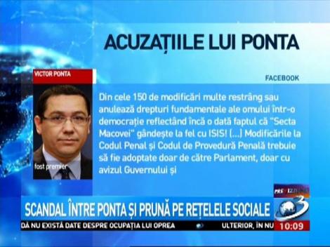 Scandal &icirc;ntre Ponta și Prună pe rețelele sociale