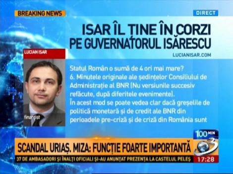 Isar &icirc;l ţine &icirc;n corzi pe guvernatorul Isărescu