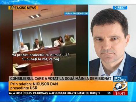 Consilierul USB surprins vot&acirc;nd la două cartele și-a dat demisia. Nicușor Dan: A fost o decizie personală