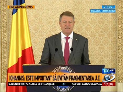 Iohannis participă mâine la Summit-ul care stabileşte viitorul Europei. Iohannis: este important să evităm fragmentarea U.E.