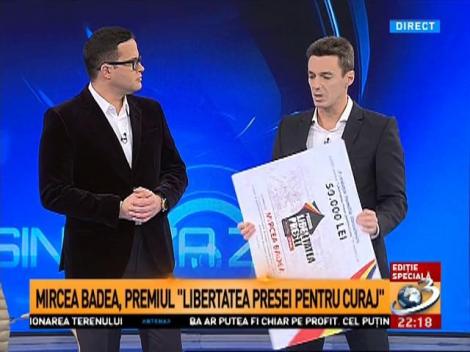 Mircea Badea, premiul "Libertatea presei pentru curaj". Banii îi donează pentru cauze nobile