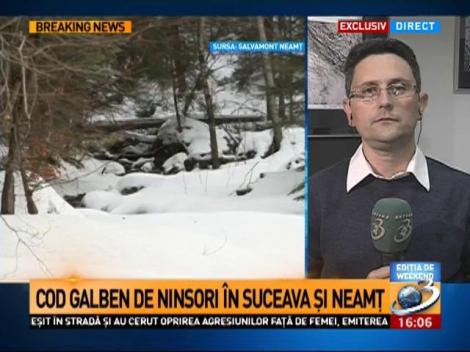 Informare de ninsori și vânt puternic în mai multe regiuni din țară până luni dimineață