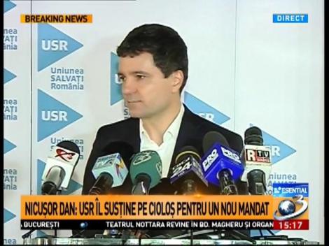 Niucșor Dan: USR &icirc;l susține pe Dacian Cioloș pentru un nou mandat