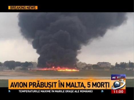 Primele imagini cu avionul prăbușit &icirc;n Malta