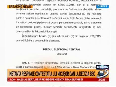 USR nu &icirc;și poate folosi &icirc;nsemnul electoral