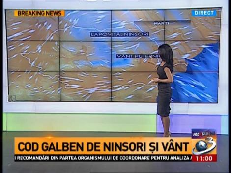 Vine iarna! Cod galben de ninsori și vânt. Vezi care sunt zonele vizate de avertizarea meteo