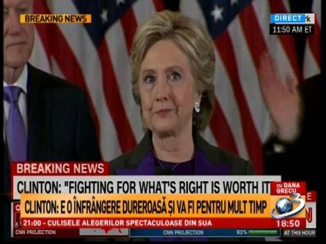 Hillary Clinton, după pierderea alegerilor prezidențiale: America este mai divizată dec&acirc;t credeam