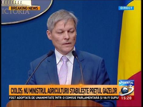 Dacian Cioloș: Nu ministrul Agriculturii stabilește prețul gazelor