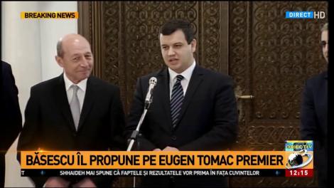 Șeful PMP, Traian Băsescu, îl propune premier pe Eugen Tomac