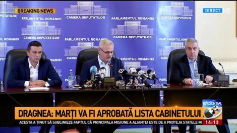 Calendarul învestirii Guvernului Grindeanu. Liviu Dragnea: Marți va fi aprobată lista miniștrilor