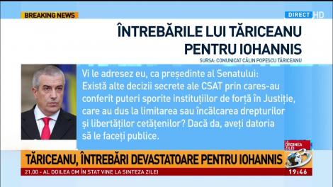 Întrebările lui Tăriceanu pentru Klaus Iohannis