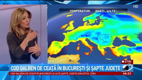 Cod galben de ceață în București și alte 7 județe