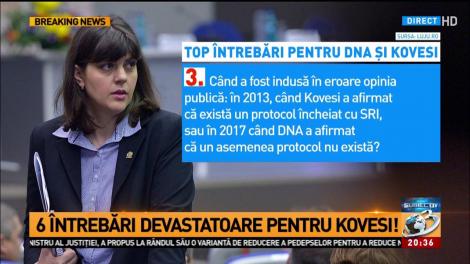 Șase întrebări cheie pentru șefa DNA, Laura Codruța Kovesi