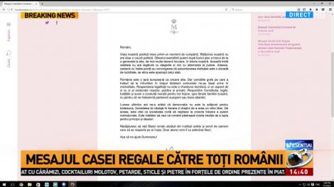 Mesajul Casei regale adresat tuturor rom&acirc;nilor