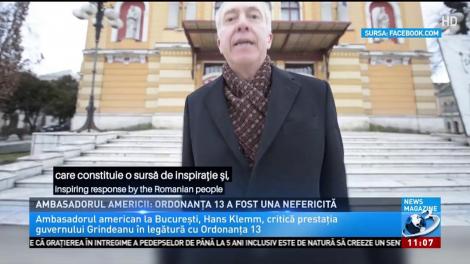 Mesaj crucial al ambasadorului american Hans Klemm, &icirc;n privința Ordonanței 13