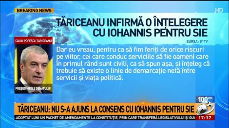 Tăriceanu infirmă o înţelegere cu Iohannis pentru SIE