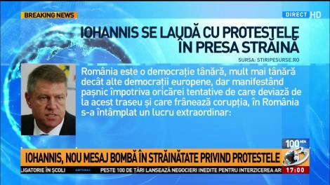Iohannis se laudă cu protestele în presa străină