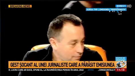 Gest șocant al unei jurnaliste. A părăsit emisiunea &icirc;n timpul unui interviu la TVR