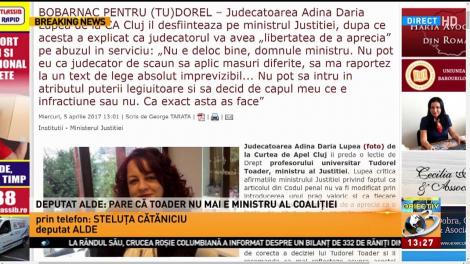 Steluța Cătăniciu: Tudorel Toader parcă nu mai e ministrul al Coaliției