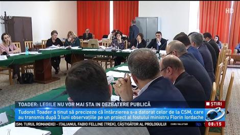 Toader: Vineri sper să avem legile gata, marți ajung la CSM
