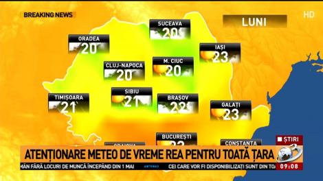 Atenționare meteo de vreme rea pentru toată țara