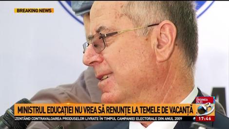 Ministrul Educaţiei nu vrea să renunţe la temele de vacanţă