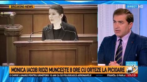 Monica Iacob Ridzi munceşte 8 ore cu orteze la picioare. Avocatul Daniel Ionaşcu: Viaţa omului este mai presus de toate