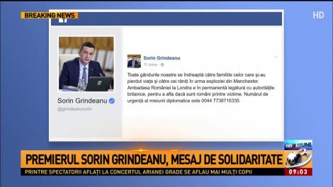 Premierul Sorin Grindeanu, mesaj de solidaritate