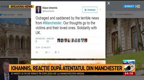 Preşedintele Iohannis, reacţie după atentatul din Manchester